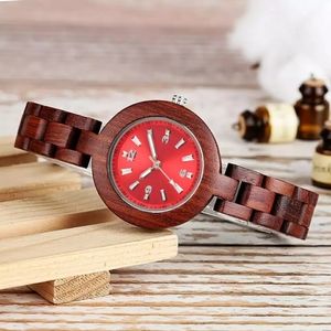 NEW WOMAN'S LUXURY GENUINE RED SANDALWOOD WATCH